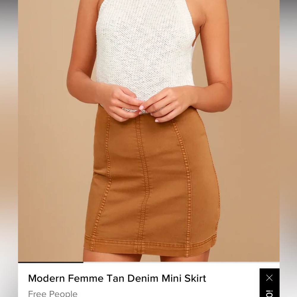 Free People Women’s Modern Femme Tan Denim Mini Skirt
 Size 6